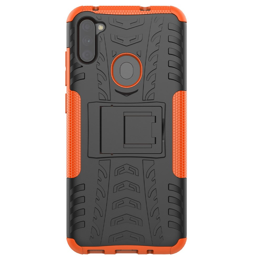 Anti-slip PC + TPU Hybrid Case with Kickstand Phone Shell for Samsung Galaxy A11(EU Version)/M11 - Orange