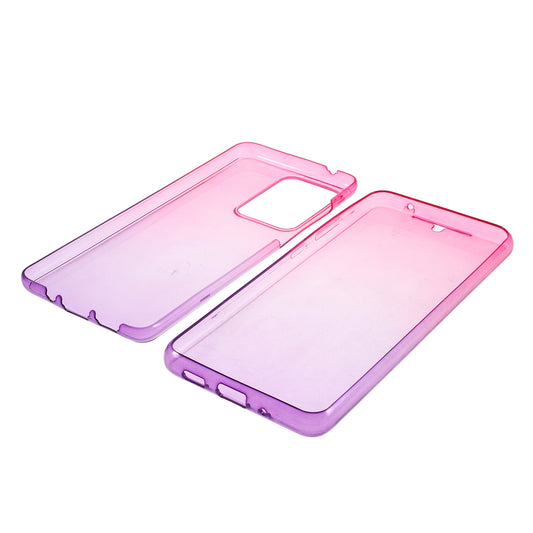 Gradient Color TPU Shell Front + Back Full Protection Phone Casing for Samsung Galaxy S20 Ultra - Rose / Purple