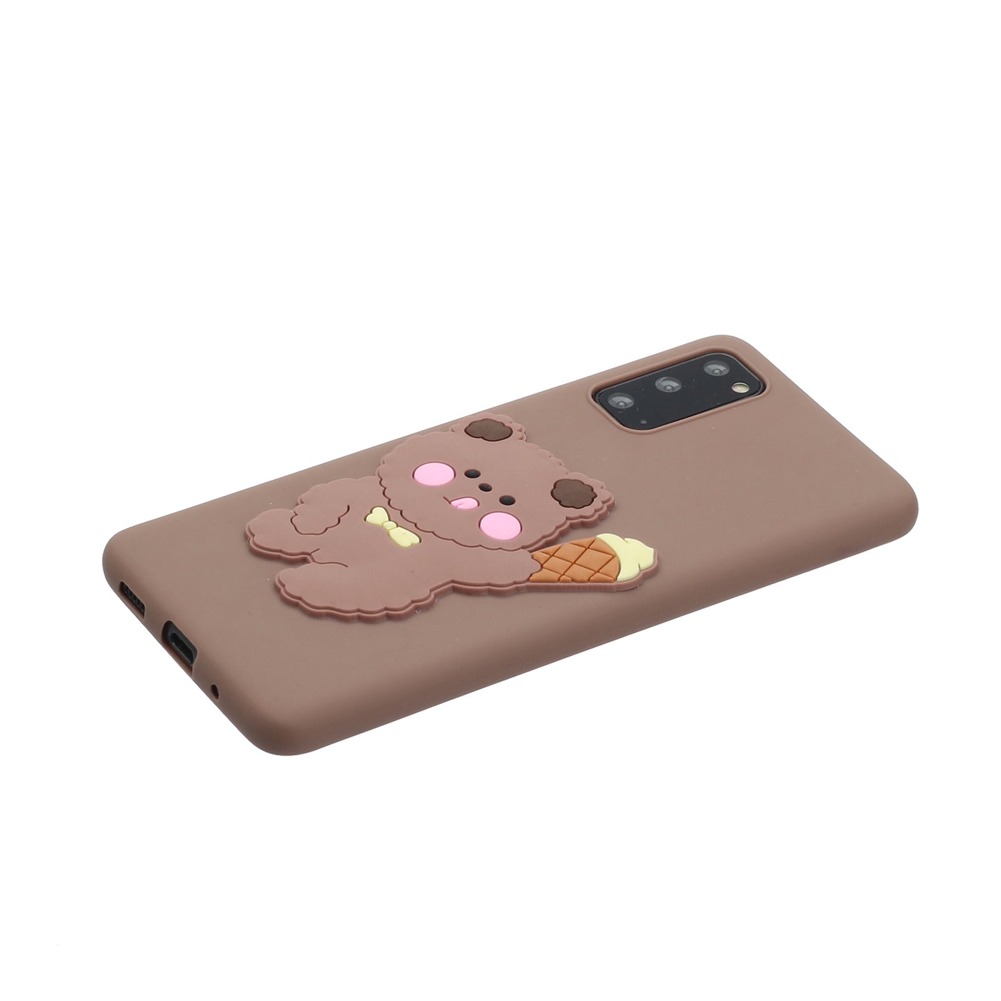 Animal Logo Decor TPU Phone Case Cover for Samsung Galaxy S20 4G/S20 5G - Bear Eating Ice Cream