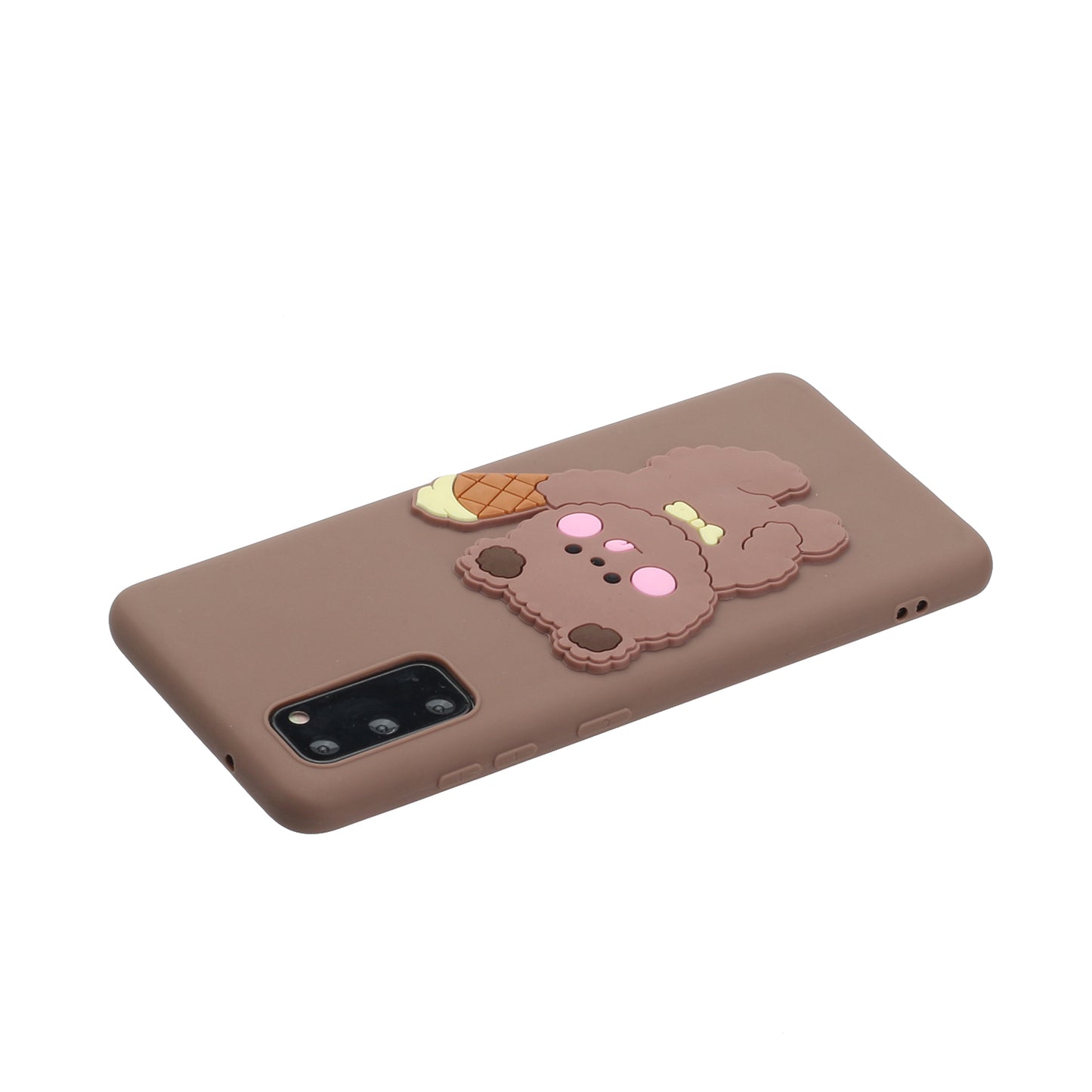 Animal Logo Decor TPU Phone Case Cover for Samsung Galaxy S20 4G/S20 5G - Bear Eating Ice Cream