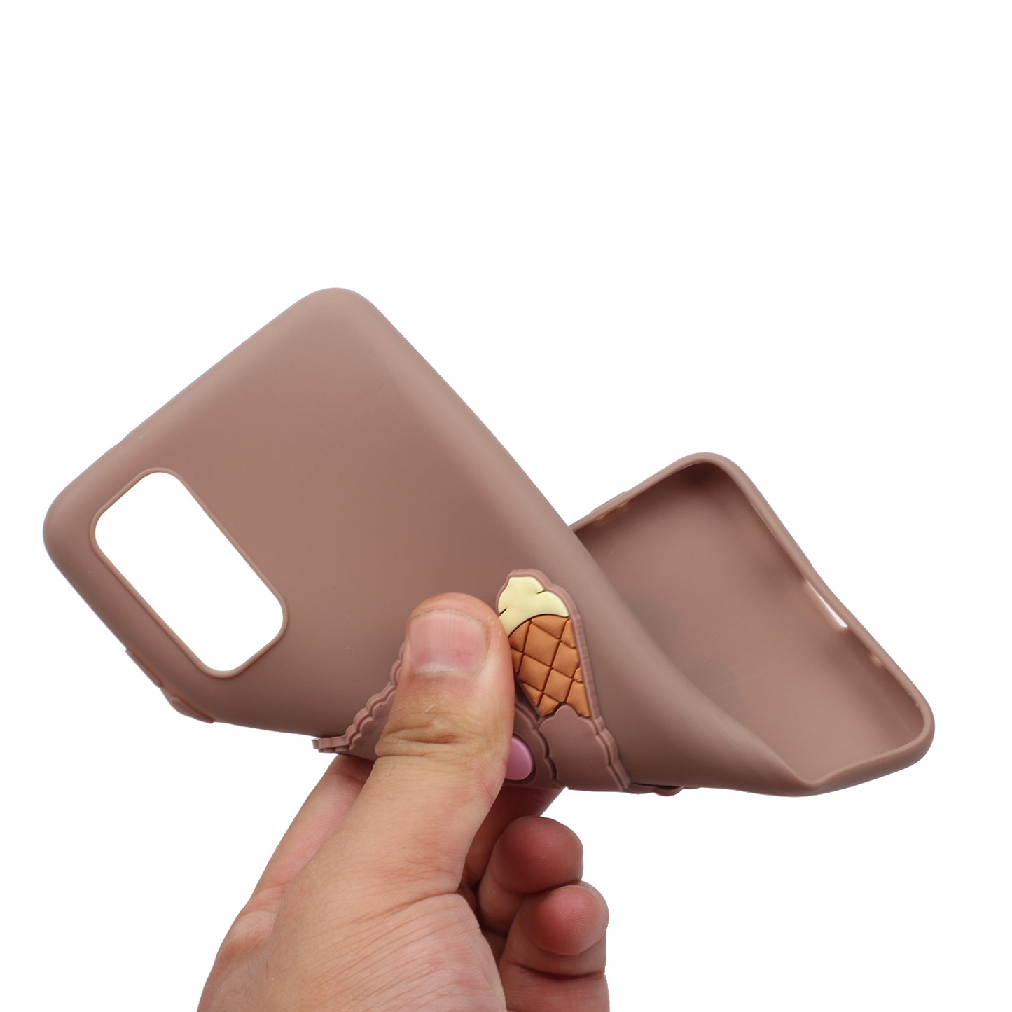 Animal Logo Decor TPU Phone Case Cover for Samsung Galaxy S20 4G/S20 5G - Bear Eating Ice Cream