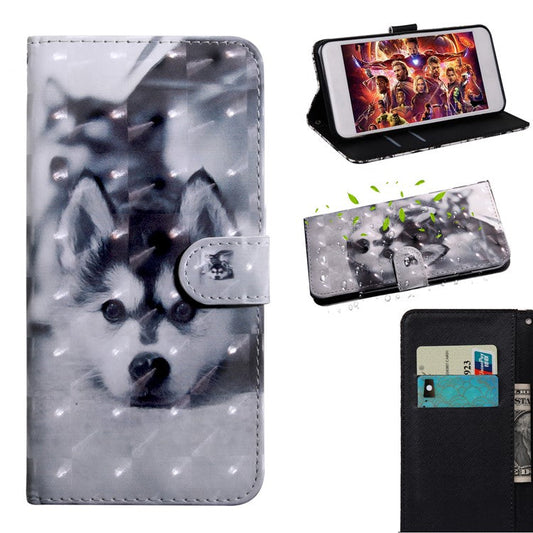 Light Spot Decor Pattern Printing Wallet Stand Leather Case with Strap for Samsung Galaxy A21s - Dog
