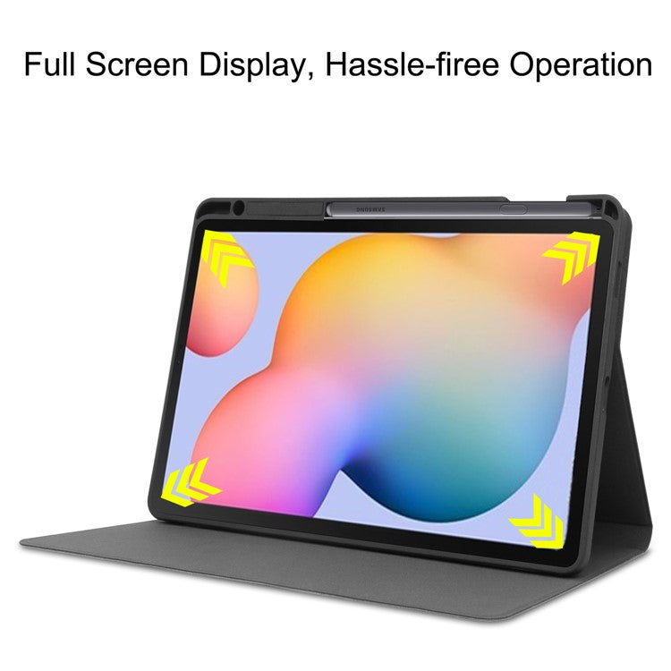 For Samsung Galaxy Tab S6 Lite (2024) / (2022) / (2020) Textured PU Leather Stand Smart Tablet Case with Pen Slot  - Grey