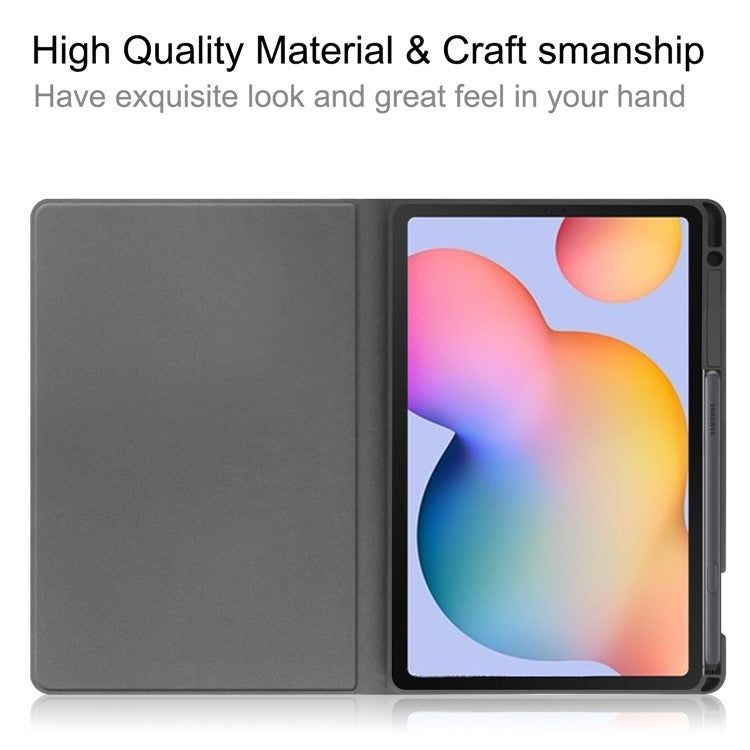 For Samsung Galaxy Tab S6 Lite (2024) / (2022) / (2020) Textured PU Leather Stand Smart Tablet Case with Pen Slot  - Grey