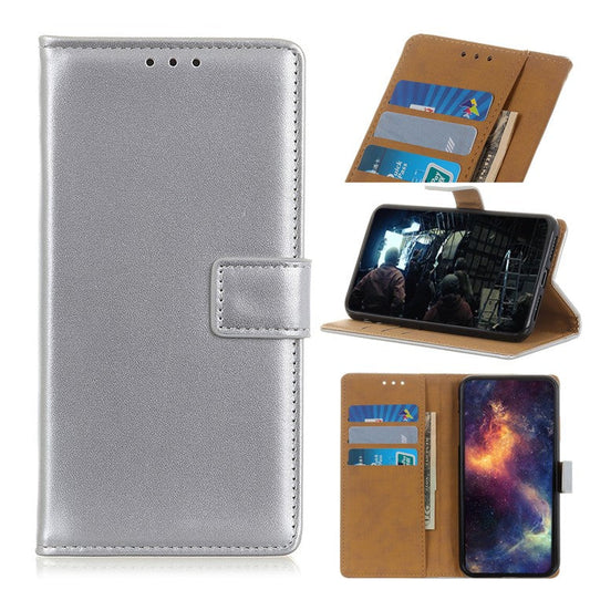 Wallet Stand Flip Leather Phone Case for Samsung Galaxy Note20 Ultra/Note20 Ultra 5G - Silver