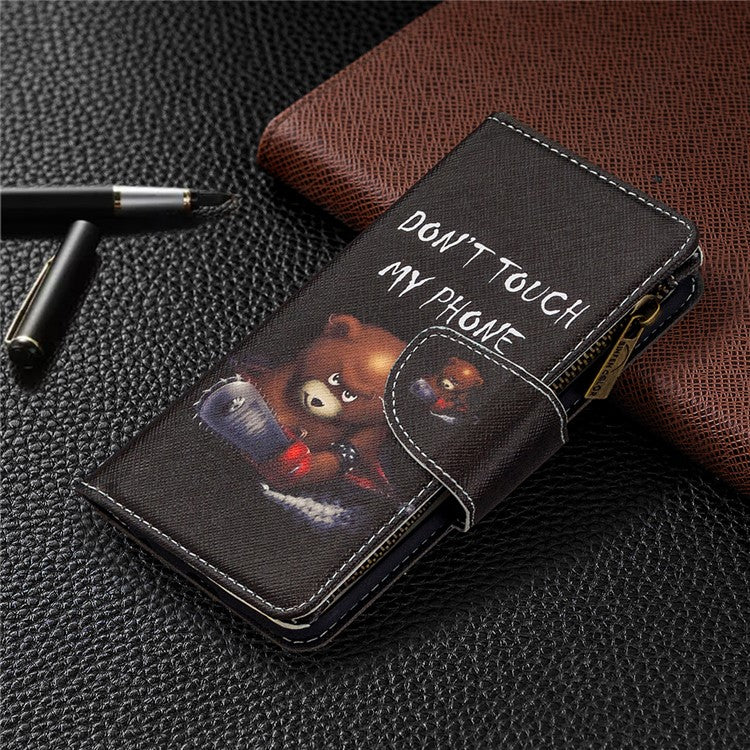 BF03 Pattern Printing Leather Mobile Case with Zipper Wallet for Samsung Galaxy A51 SM-A515 - Don't Touch My Phone