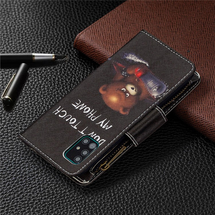BF03 Pattern Printing Leather Mobile Case with Zipper Wallet for Samsung Galaxy A51 SM-A515 - Don't Touch My Phone
