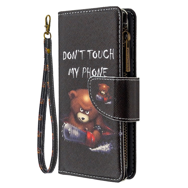 BF03 Pattern Printing Leather Mobile Case with Zipper Wallet for Samsung Galaxy A51 SM-A515 - Don't Touch My Phone