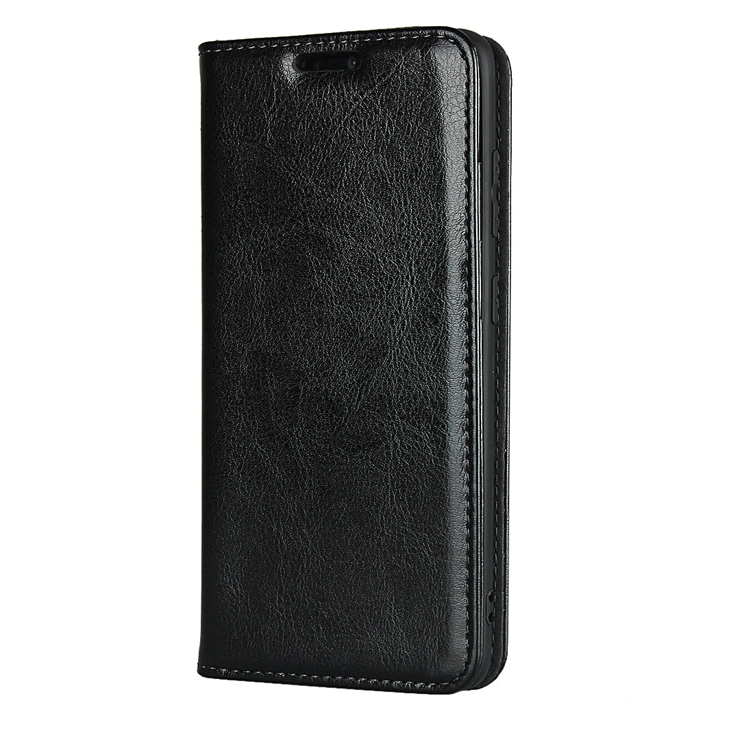 Crazy Horse Texture Genuine Leather Wallet Phone Cover Case for Samsung Galaxy S20 4G/S20 5G - Black