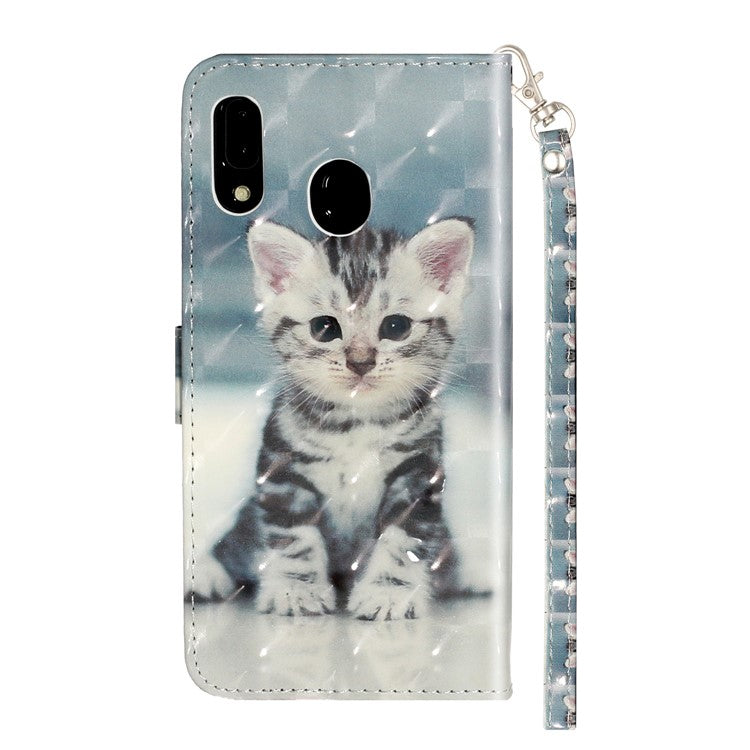 Light Spot Decor Patterned Embossed Leather Wallet Case for Samsung Galaxy A40 - Cat