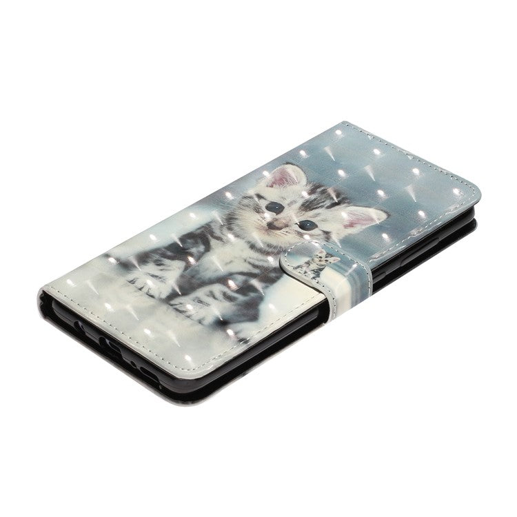 Light Spot Decor Patterned Embossed Leather Wallet Case for Samsung Galaxy A40 - Cat