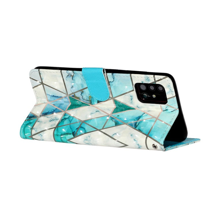 Light Spot Decor Embossed Pattern Leather Cover Wallet Phone Case for Samsung Galaxy A51 SM-A515 - Ceramic Tile