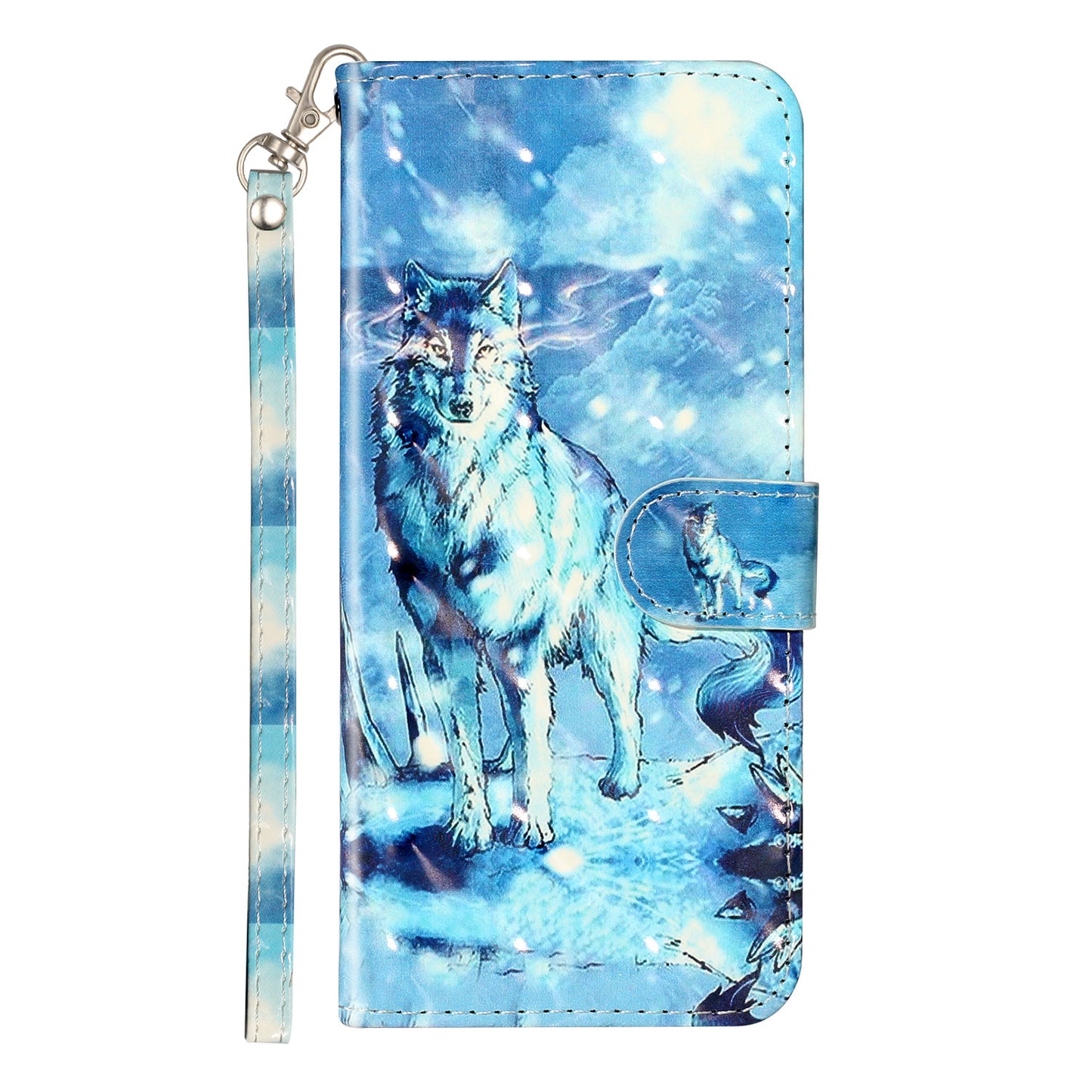 Light Spot Decor Patterned Embossed Leather Wallet Phone Case for Samsung Galaxy S20 4G/S20 5G - Wolf
