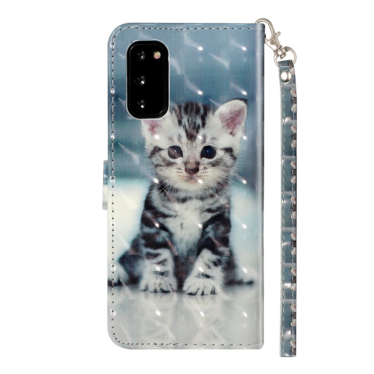 Light Spot Decor Patterned Embossed Leather Wallet Phone Case for Samsung Galaxy S20 4G/S20 5G - Cat