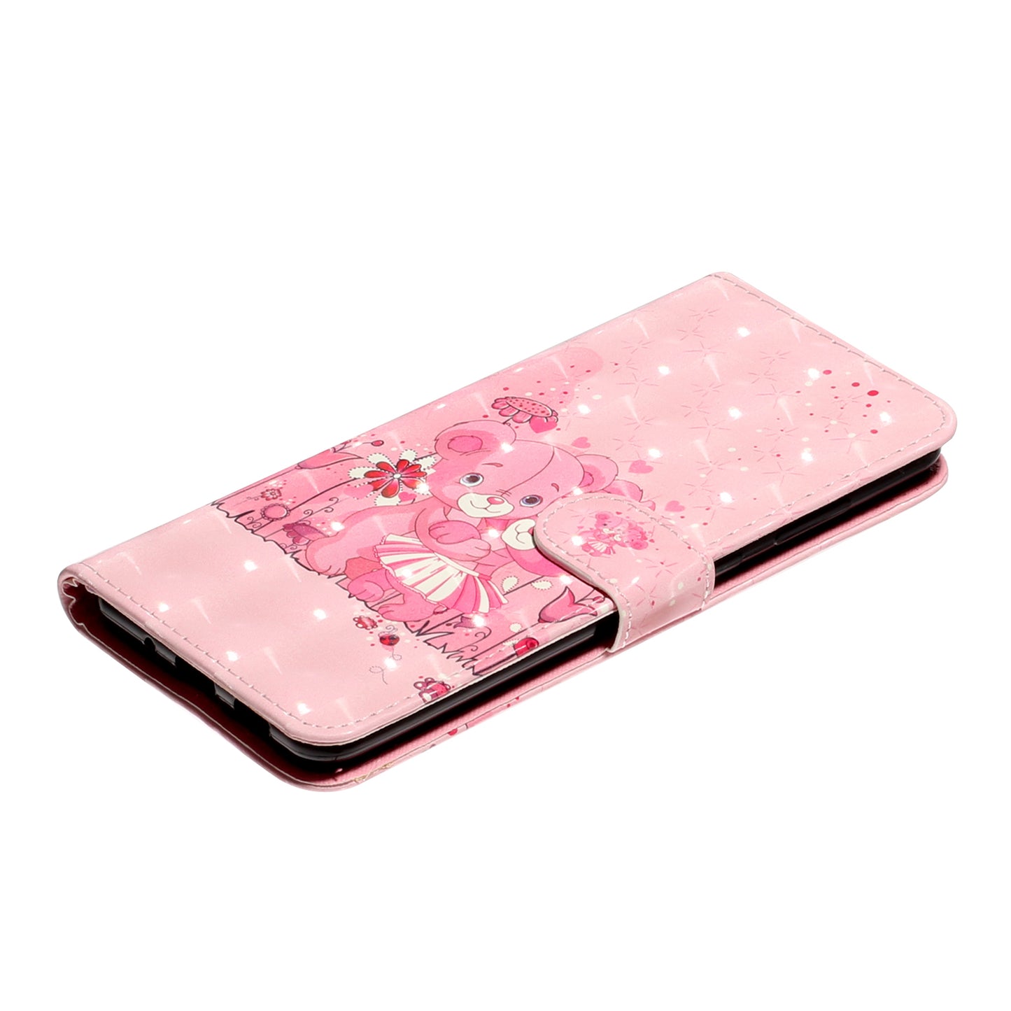 Light Spot Decor Patterned Embossed Leather Wallet Case Cover for Samsung Galaxy S20 Plus - Teddy