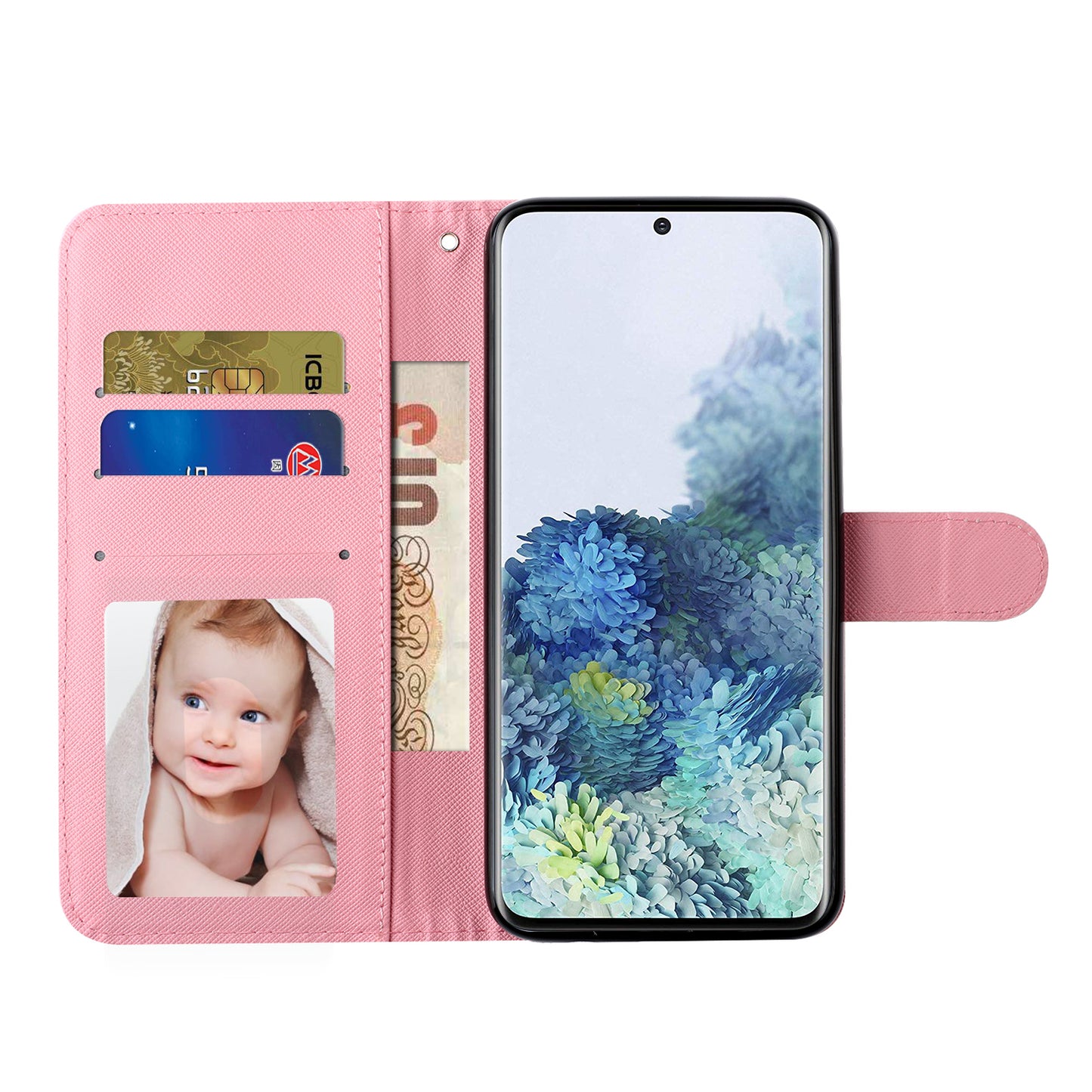 Light Spot Decor Patterned Embossed Leather Wallet Case Cover for Samsung Galaxy S20 Plus - Teddy