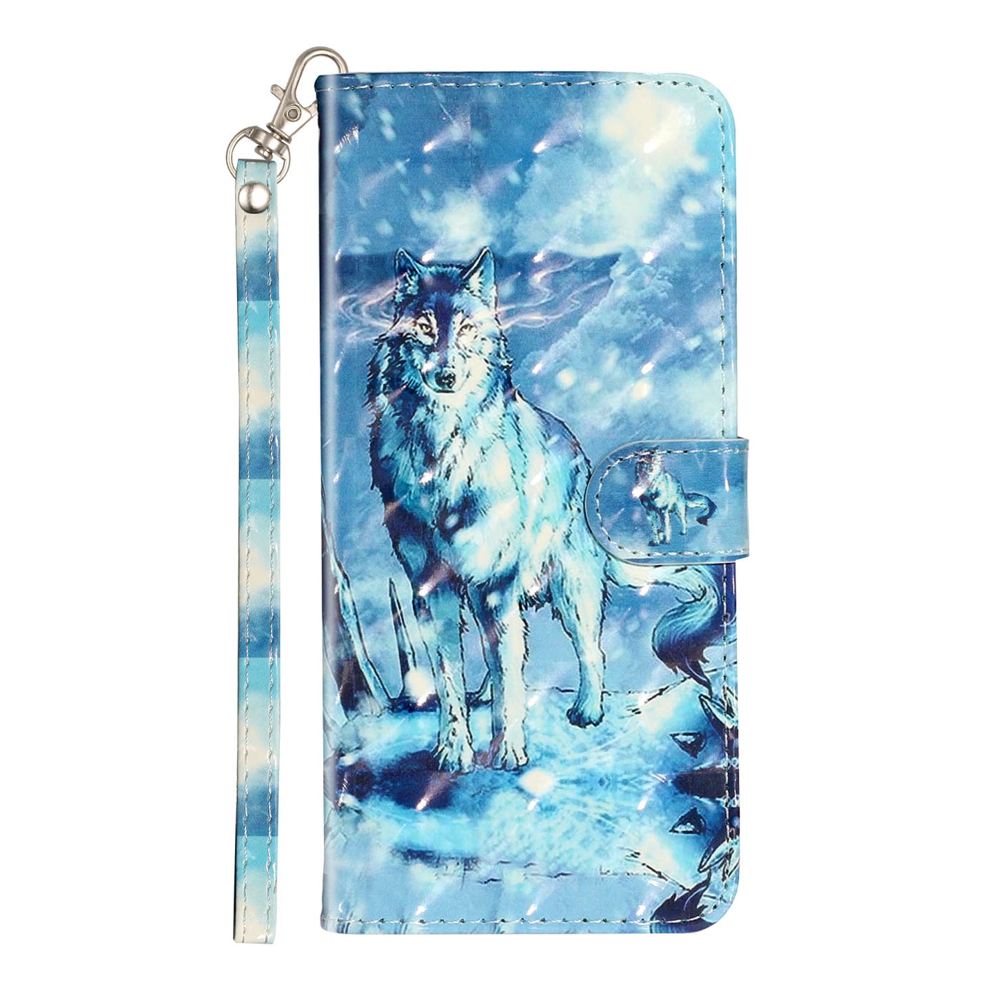 Light Spot Decor Patterned Embossed Leather Wallet Case Cover for Samsung Galaxy S20 Plus - Wolf