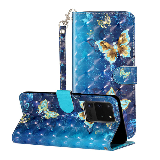 Light Spot Decor Pattern Embossed Leather Case Wallet for Samsung Galaxy S20 Ultra - Butterfly
