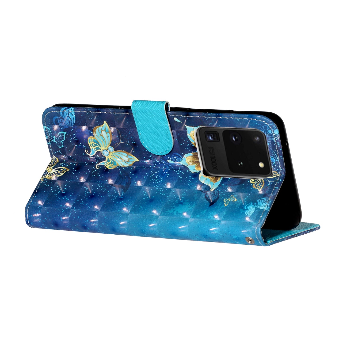 Light Spot Decor Pattern Embossed Leather Case Wallet for Samsung Galaxy S20 Ultra - Butterfly