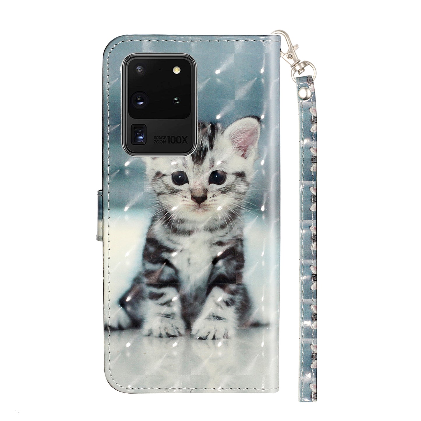 Light Spot Decor Pattern Embossed Leather Case Wallet for Samsung Galaxy S20 Ultra - Cat