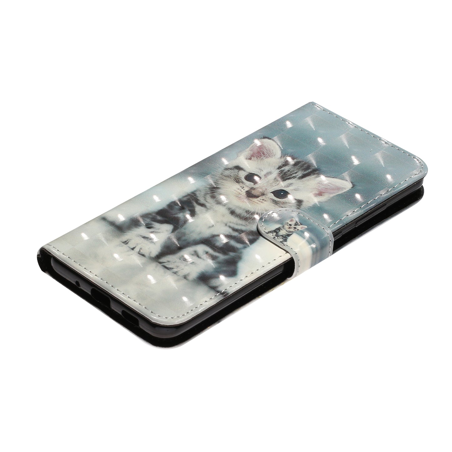 Light Spot Decor Pattern Embossed Leather Case Wallet for Samsung Galaxy S20 Ultra - Cat