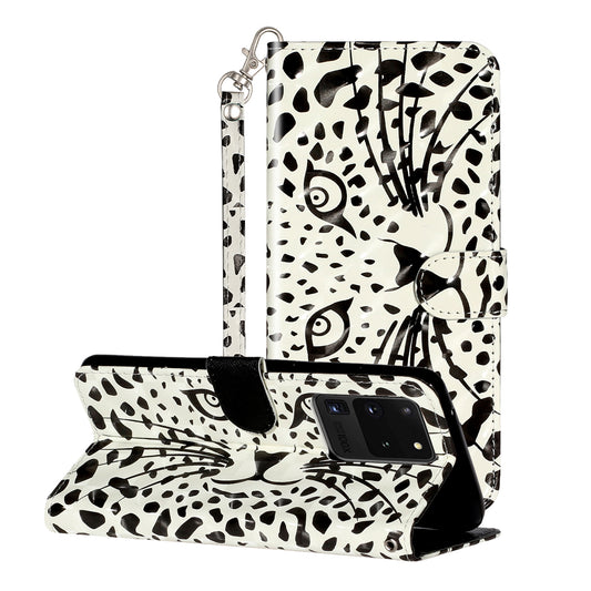 Light Spot Decor Pattern Embossed Leather Case Wallet for Samsung Galaxy S20 Ultra - Cartoon Leopard