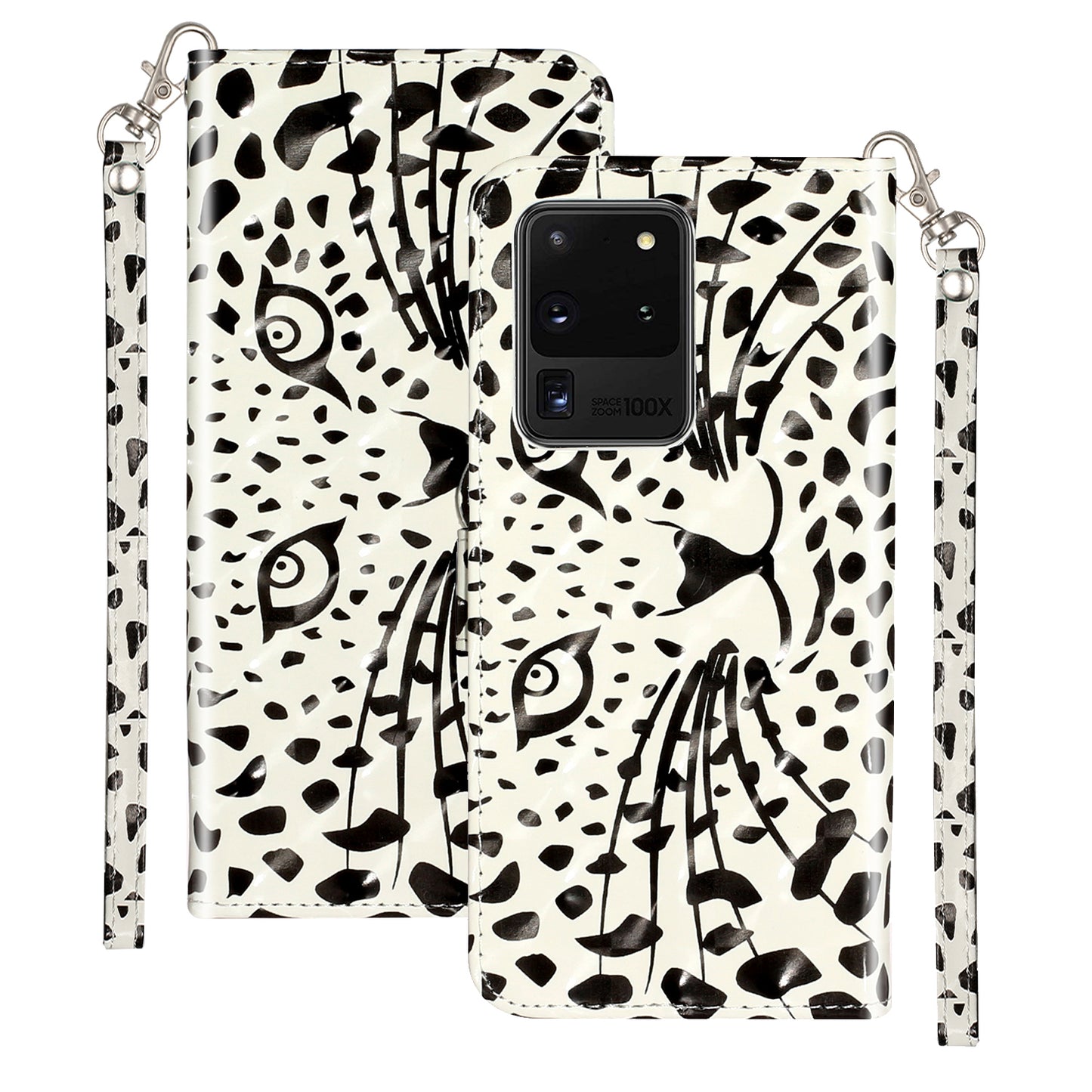 Light Spot Decor Pattern Embossed Leather Case Wallet for Samsung Galaxy S20 Ultra - Cartoon Leopard
