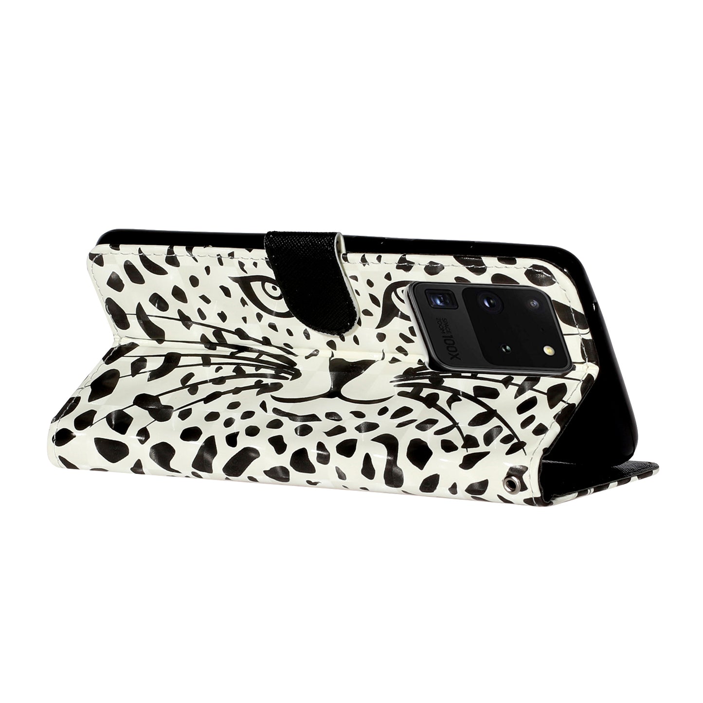 Light Spot Decor Pattern Embossed Leather Case Wallet for Samsung Galaxy S20 Ultra - Cartoon Leopard
