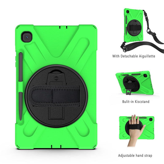 [X-Shape] PC + TPU Kickstand Case and Shoulder Strap for Samsung Galaxy Tab S6 Lite (2020) P610 P615  / (2022) / (2024) P620 - Green
