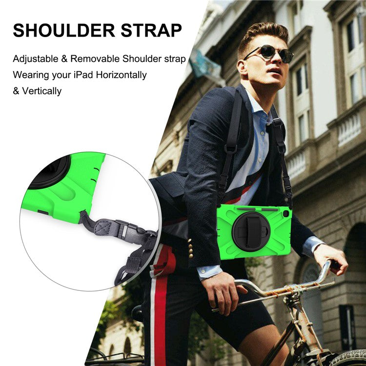 [X-Shape] PC + TPU Kickstand Case and Shoulder Strap for Samsung Galaxy Tab S6 Lite (2020) P610 P615  / (2022) / (2024) P620 - Green