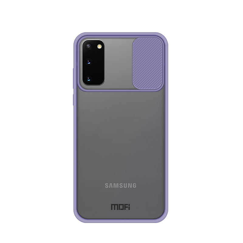MOFI XINDUN Series Shockproof PC+TPU Cover Case with Lens Protective Slide Shield for Samsung Galaxy S20 4G/S20 5G - Purple