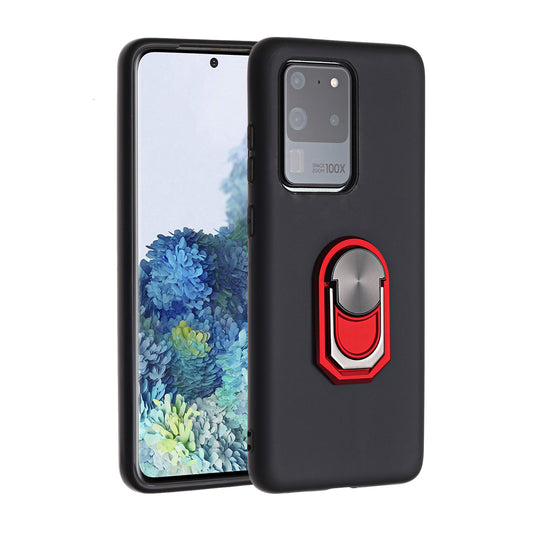 Kickstand Soft Phone Cover Case for Samsung Galaxy S20 Ultra - Black / Red