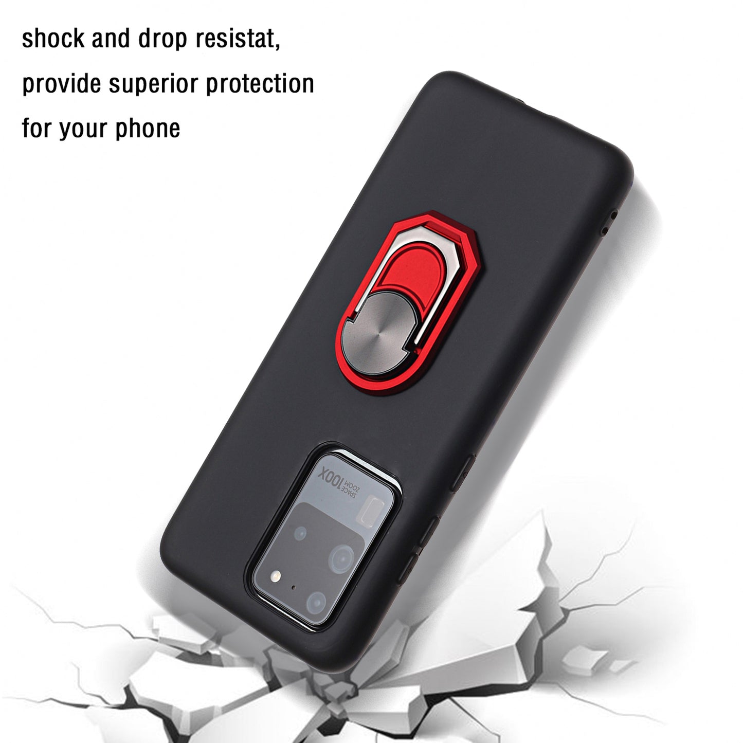 Kickstand Soft Phone Cover Case for Samsung Galaxy S20 Ultra - Black / Red