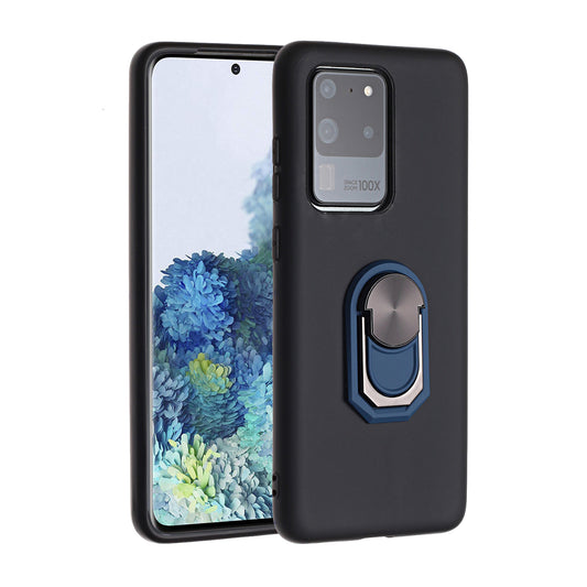Kickstand Soft Phone Cover Case for Samsung Galaxy S20 Ultra - Black / Blue