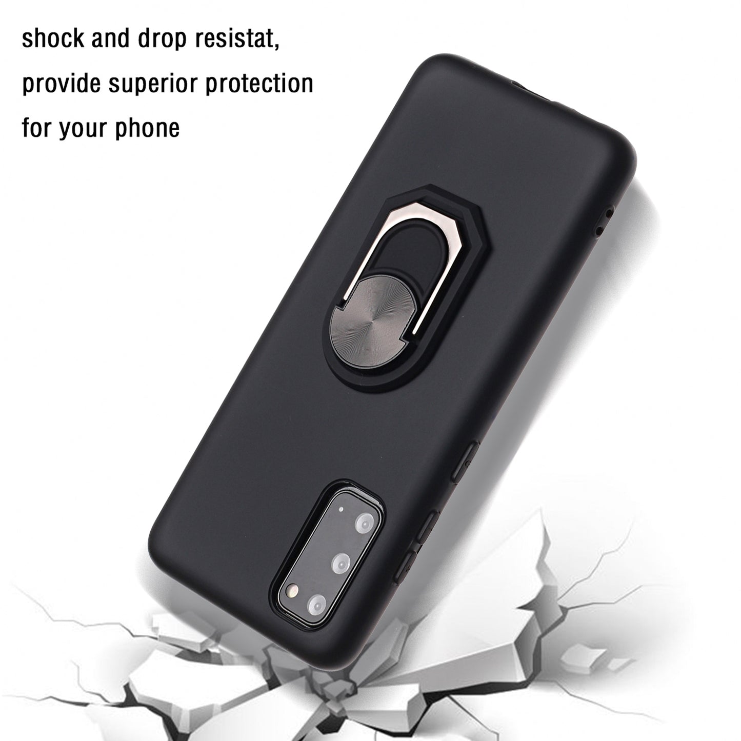 Kickstand Soft Silicone Phone Cover for Samsung Galaxy S20 4G/S20 5G - Black
