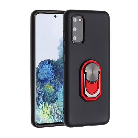 Kickstand Soft Silicone Phone Cover for Samsung Galaxy S20 4G/S20 5G - Black/Red