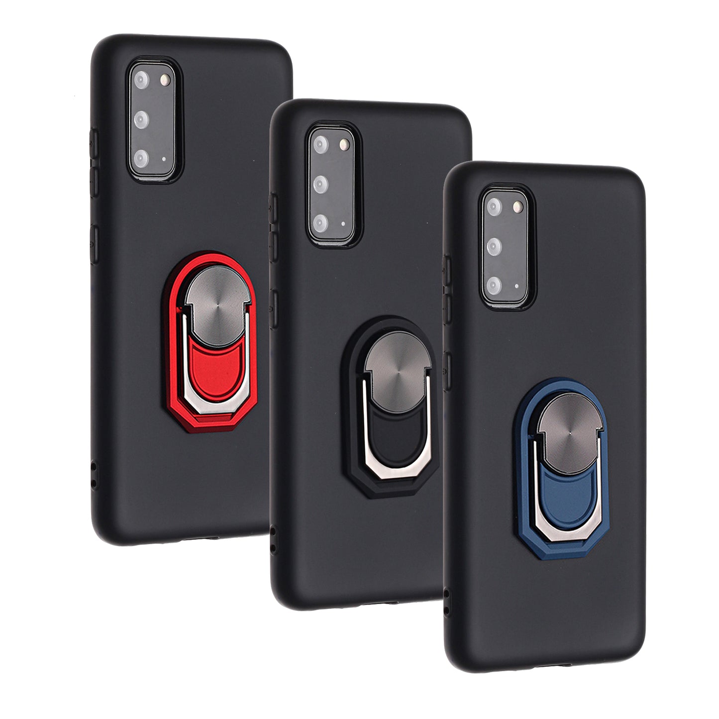 Kickstand Soft Silicone Phone Cover for Samsung Galaxy S20 4G/S20 5G - Black/Red