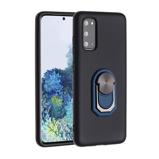 Kickstand Soft Silicone Phone Cover for Samsung Galaxy S20 4G/S20 5G - Black/Blue