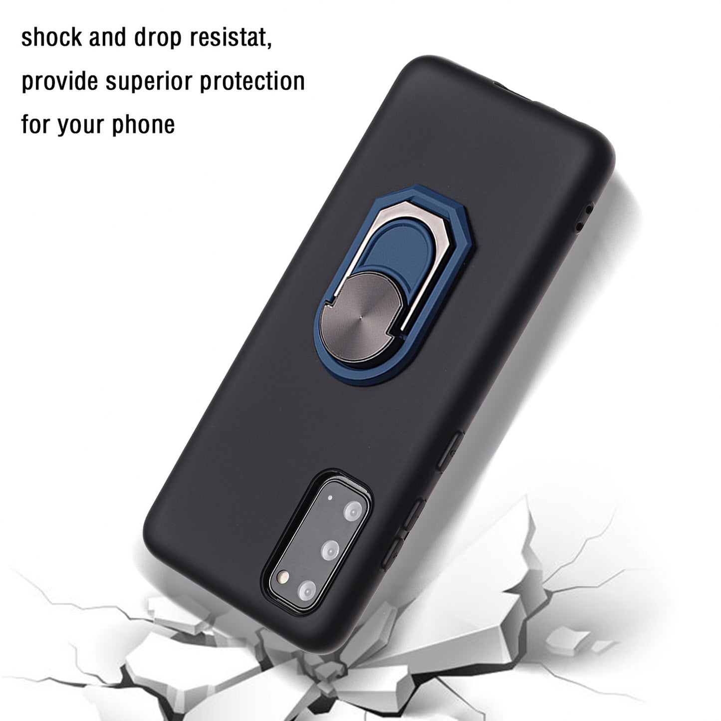 Kickstand Soft Silicone Phone Cover for Samsung Galaxy S20 4G/S20 5G - Black/Blue