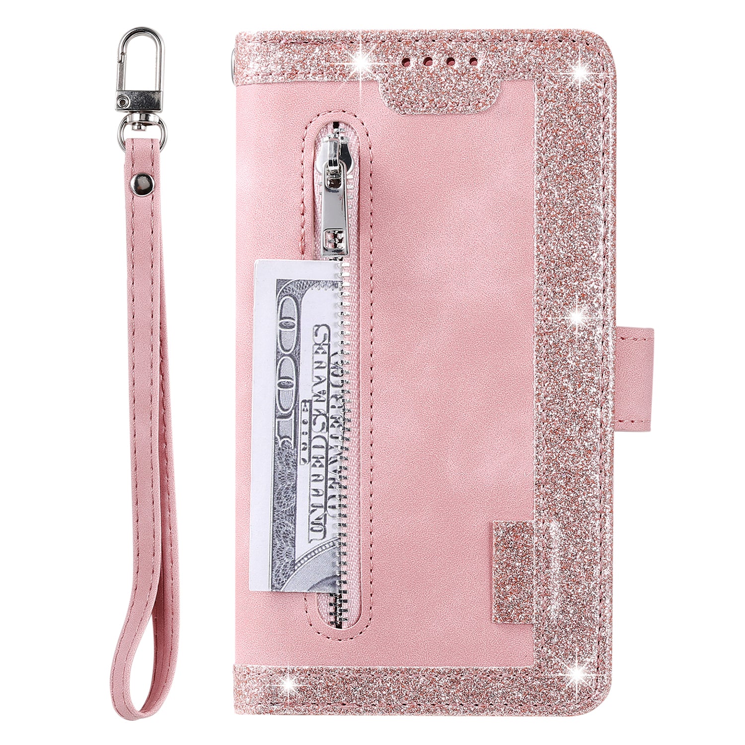 Zipper Pocket 9 Card Slots Leather Wallet Stand Case for Samsung Galaxy S20 Ultra - Pink