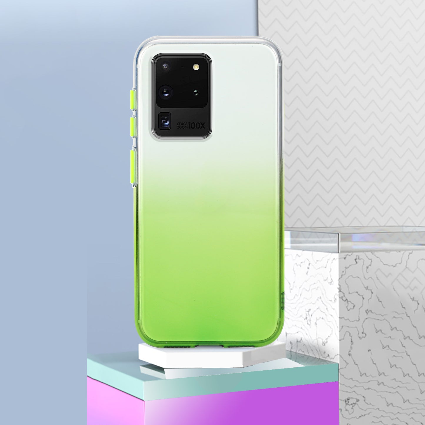 Gradient Color Blocking Button StyleTPU Shell for Samsung Galaxy S20 Ultra - Grey