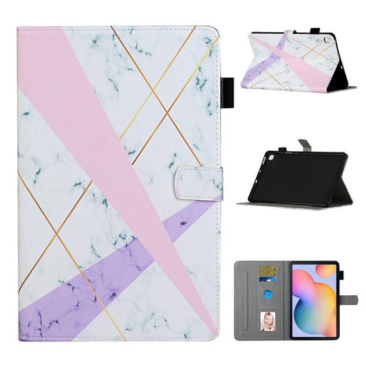 Pattern Leather Card Holder Stand Tablet Case for Samsung Galaxy Tab S6 Lite (2020) P615 P610 / (2022) / (2024) - Stone Grain