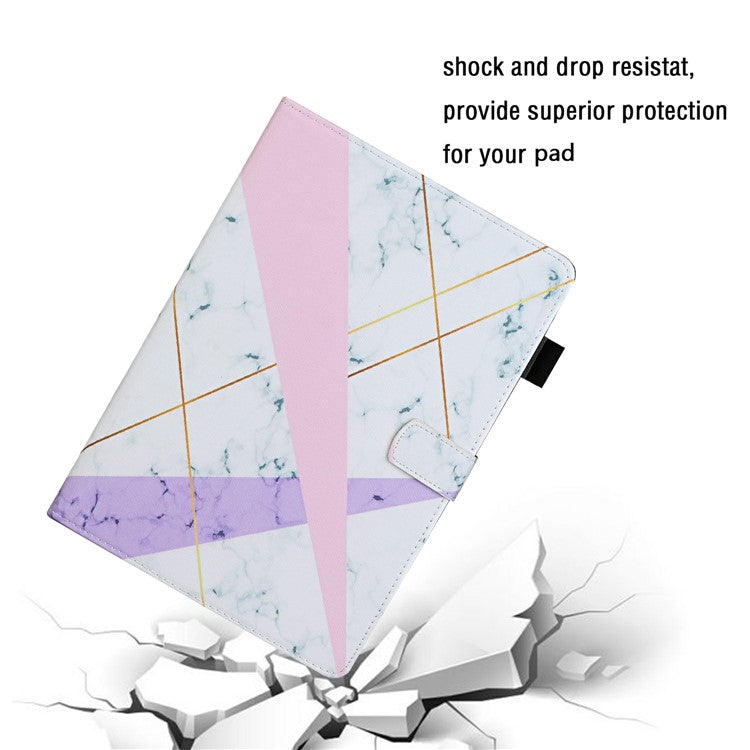 Pattern Leather Card Holder Stand Tablet Case for Samsung Galaxy Tab S6 Lite (2020) P615 P610 / (2022) / (2024) - Stone Grain