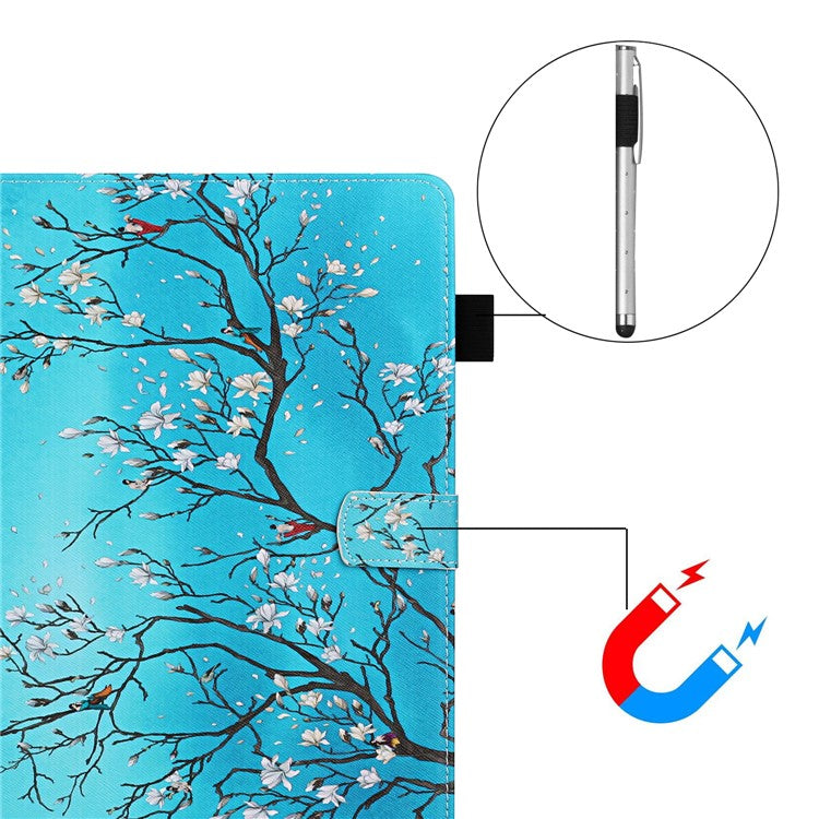 Pattern Printing Leather Card Holder Stand Tablet Protection Cover for Samsung Galaxy Tab A 10.1 (2019) T510/T515 - Flower Branch