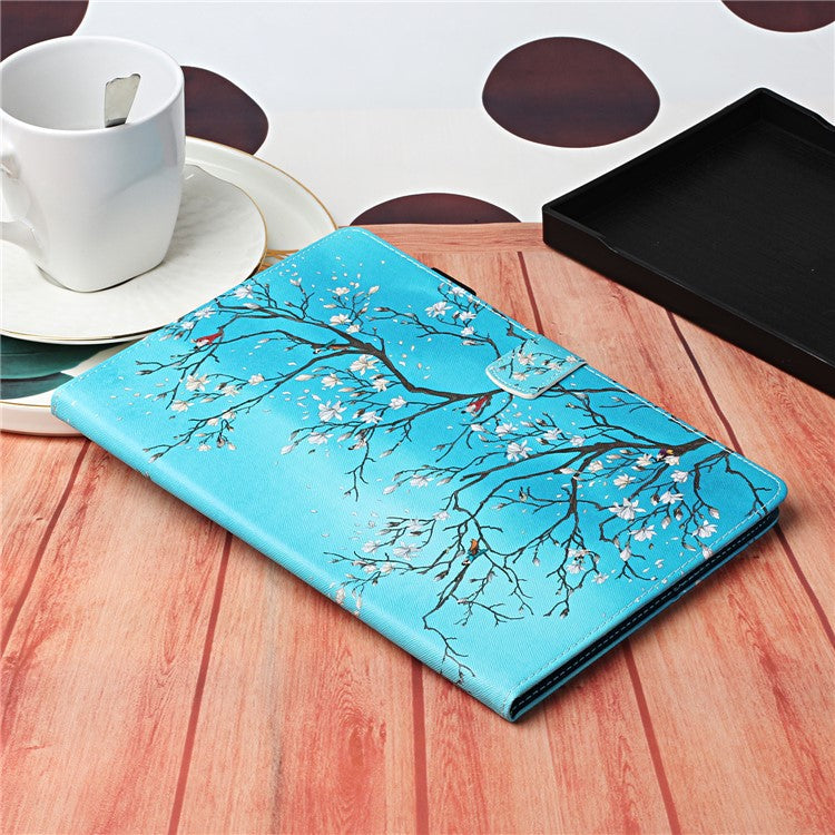 Pattern Printing Leather Card Holder Stand Tablet Protection Cover for Samsung Galaxy Tab A 10.1 (2019) T510/T515 - Flower Branch