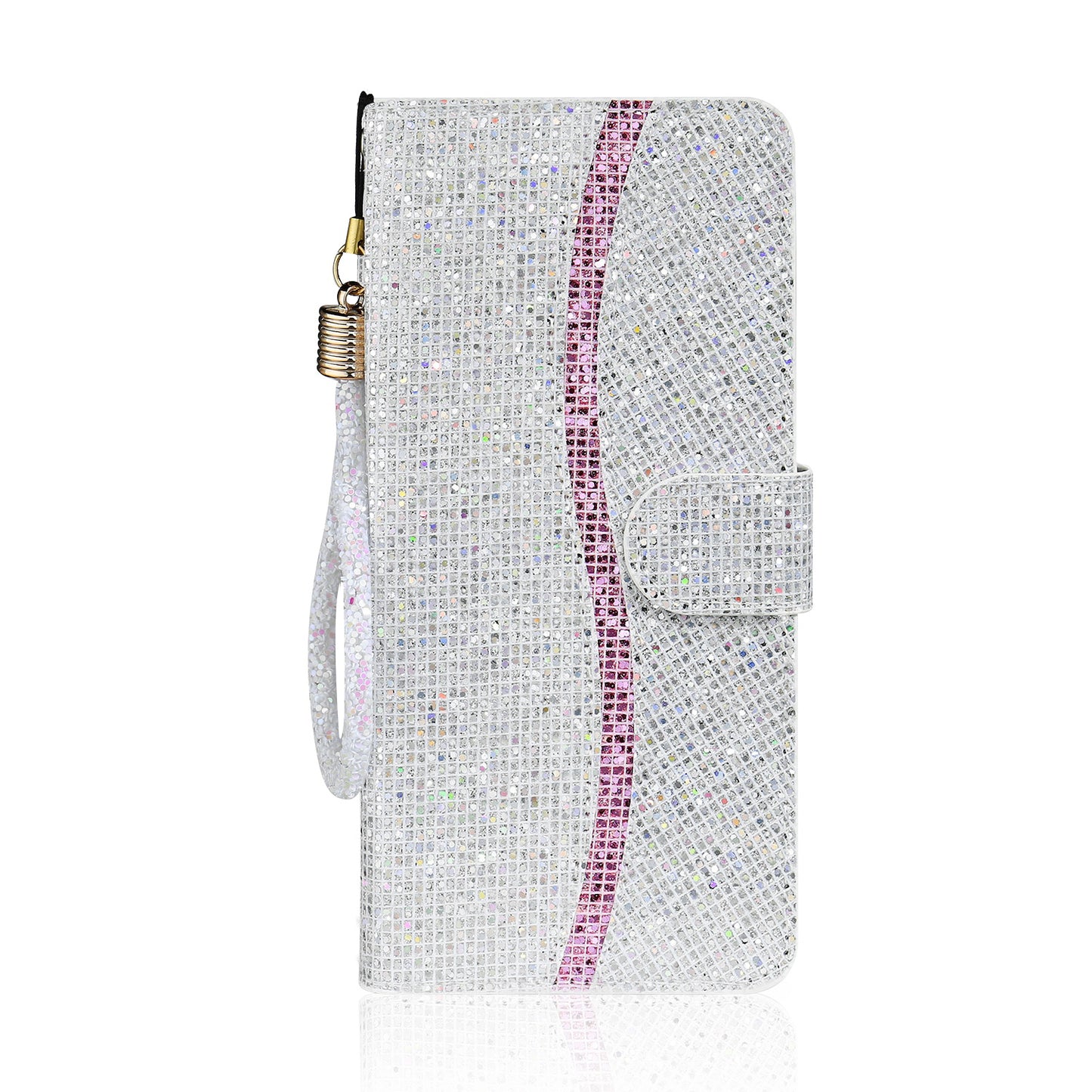 Glittery Powder Splicing Wallet Stand Leather Cover for Samsung Galaxy S20 4G/S20 5G - Silver