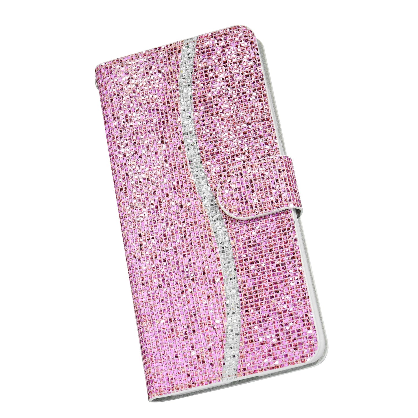 Glittery Powder Splicing Wallet Stand Leather Shell for Samsung Galaxy S20 Plus - Rose Gold