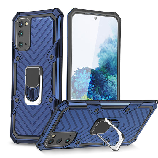 Rotatable Finger Ring Kickstand PC + TPU Hybrid Back Case for Samsung Galaxy S20 4G/S20 5G - Blue