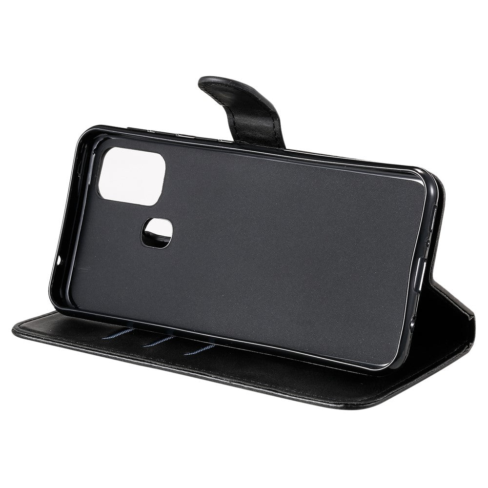 Zipper Pocket Leather Wallet Stand Case for Samsung Galaxy M31 - Black