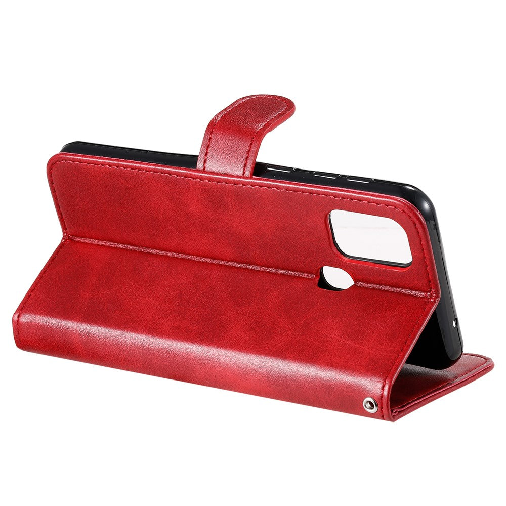 Zipper Pocket Leather Wallet Stand Case for Samsung Galaxy M31 - Red